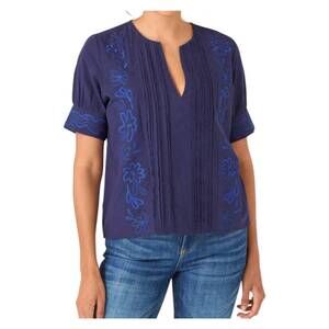 NEW ALIVIA adriana top in navy embroidery